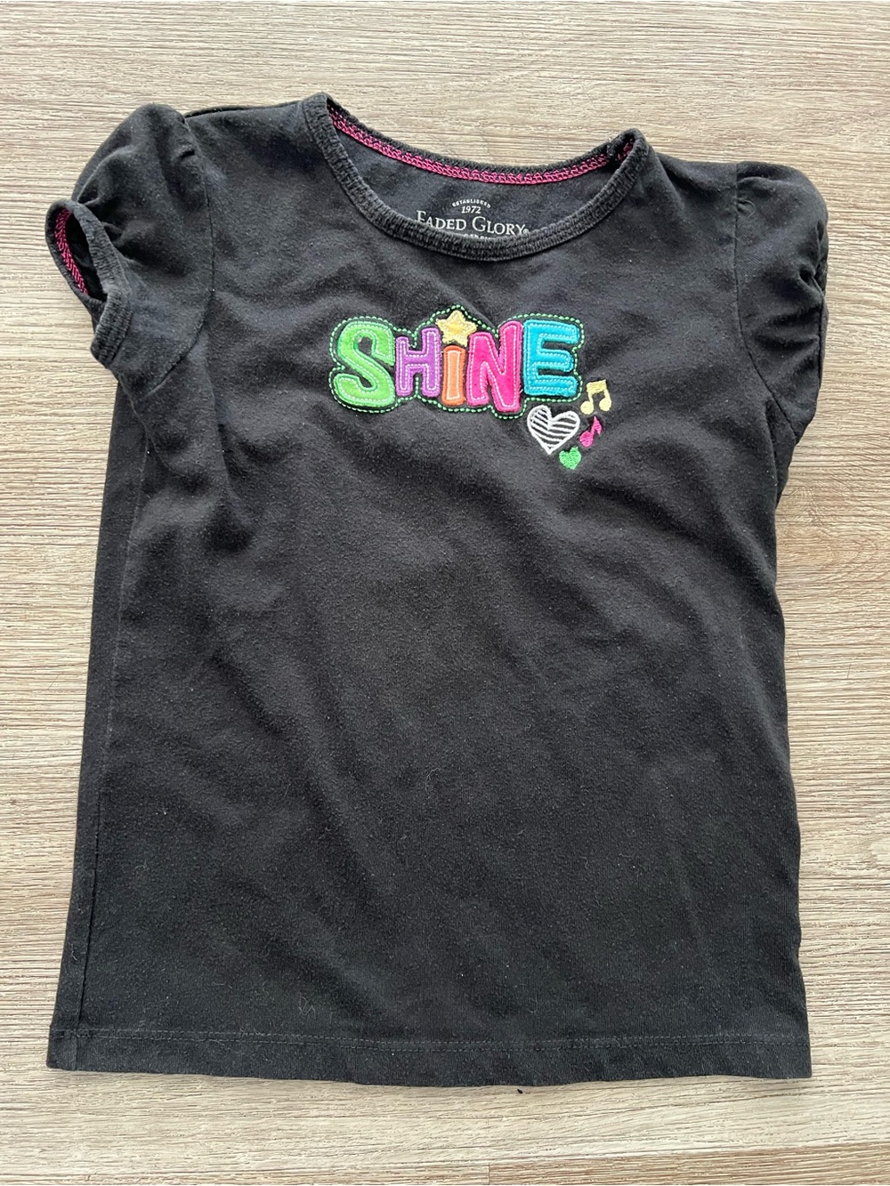 Y2K Style Girls Colorful Embroidered T Shirt Size 7